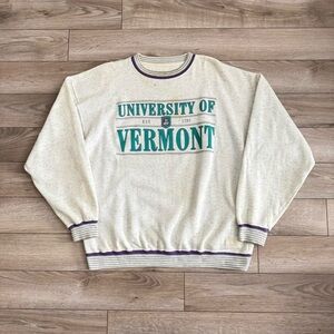 Vintage 90’s University Of Vermont Crewneck Sweater Grey Teal